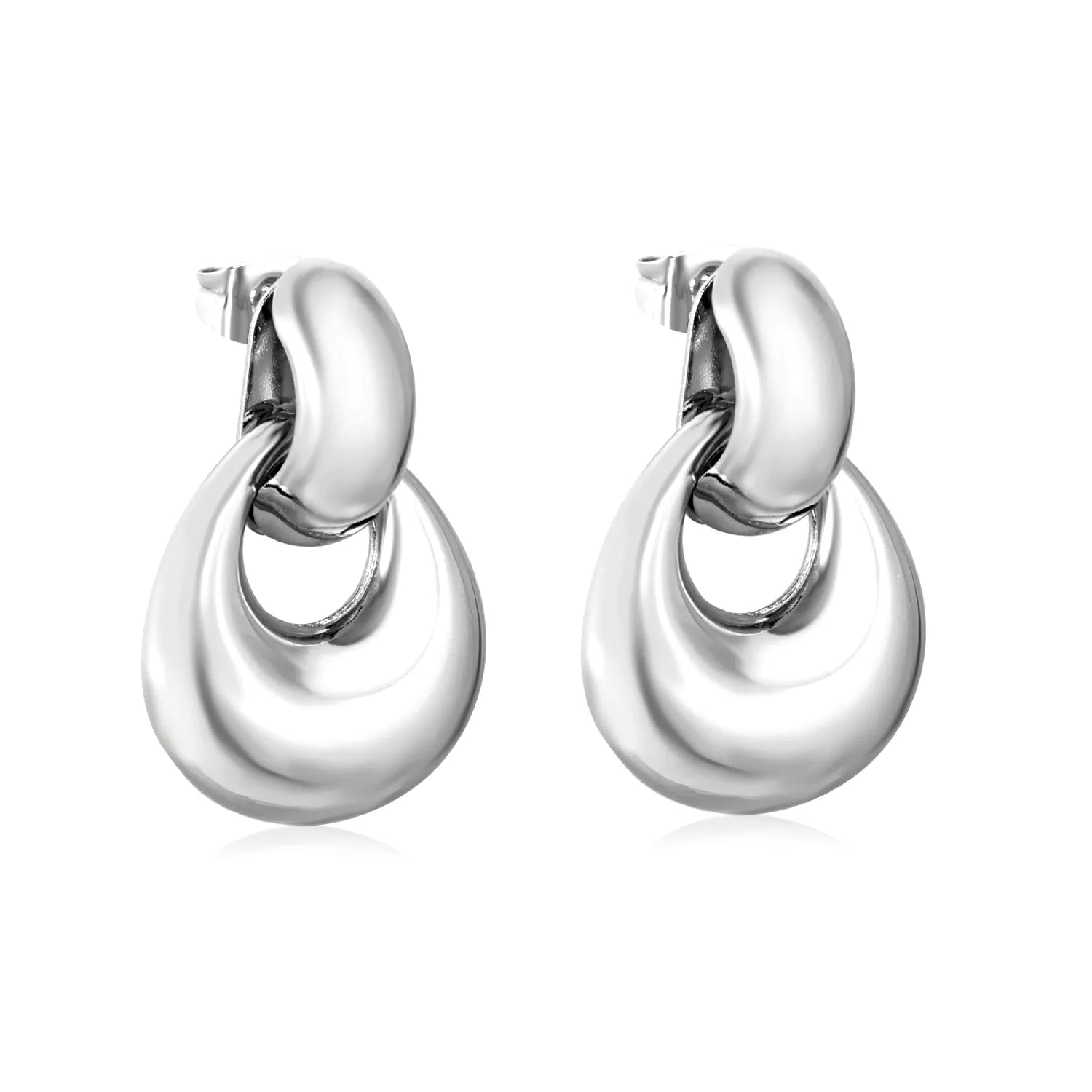 6.2*14mm Hollow Tube Bead with 18*20mm Hollow Teardrop Pendant Earrings, Steel Color asonjewelry